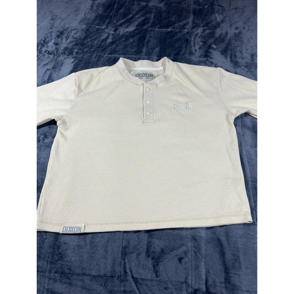 Dixxon Women's Crop Henley Thermal Top beige Size Small - Picture 2 of 10